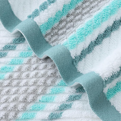 Hand Towels Set of 2 Striped Pattern 100% Cotton Soft Absorbent Decorative Towel for Bathroom (Green)