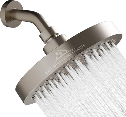 -Luxury Rainfall Shower Head - High-Pressure Showerhead Jets, Rain Shower Head Ant-Clog Silicone Nozzles (2.5 GPM, 6 Inch Diameter, Deluxe Chrome)