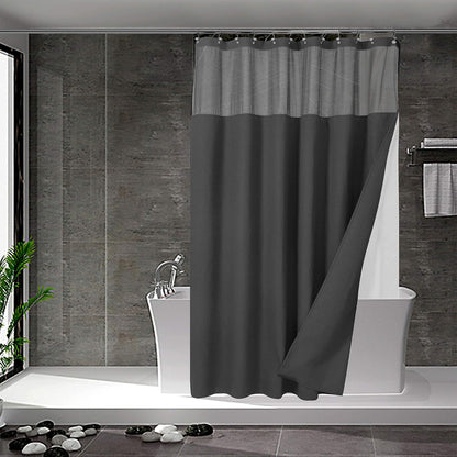 Waffle Weave Shower Curtain with Snap-In Fabric Liner & Hooks Set - Hotel Style, Waterproof & Washable, Heavyweight Fabric & Mesh Top Window - 71X72, Sage Green