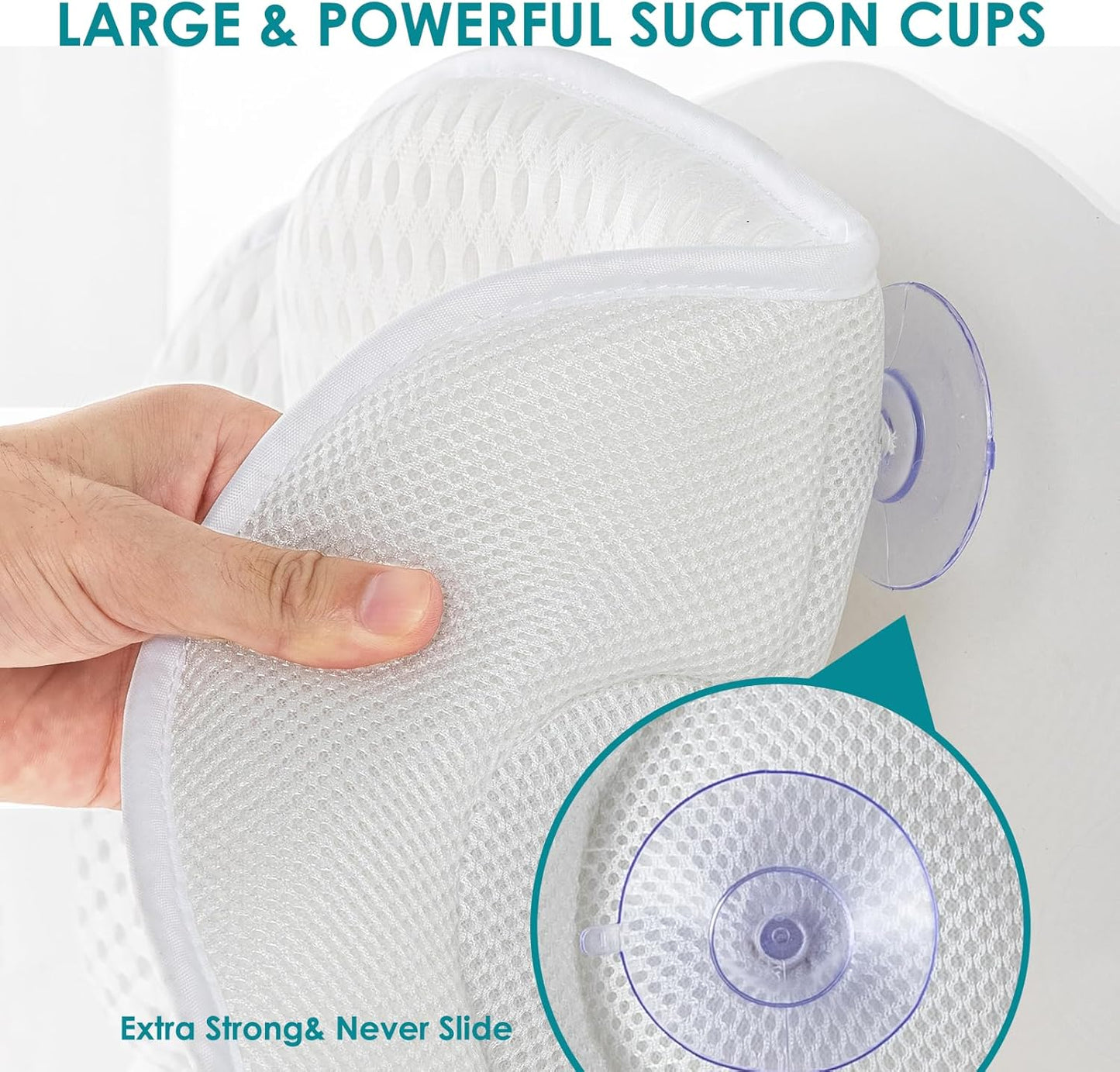 Bath Pillows for Tub,Luxury Bath Pillow for Neck and Back Support-With Comfortable Breathable Cotton 6 Non-Slip Suction (Regular Version)