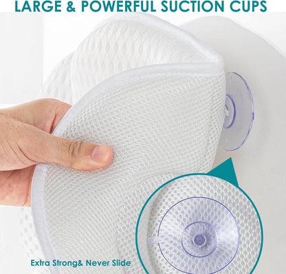 Bath Pillows for Tub,Luxury Bath Pillow for Neck and Back Support-With Comfortable Breathable Cotton 6 Non-Slip Suction (Regular Version)