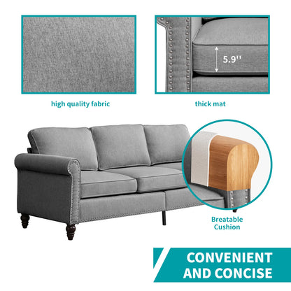 Living Room Furniture Sets with 5.9"Upholstered Cushion, 3-Seater Sofa Couch and Loveseat, Sofa Set for Living Room(Light Grey)