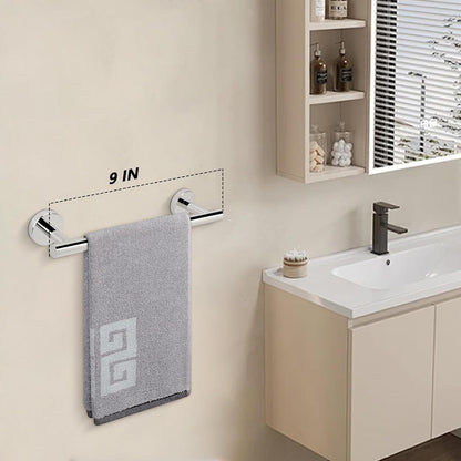 Bath Towel Bar, Thicken Stainless Steel Shower Towel Rack Holder Wall Mounted for Bathroom, 9-Lnch Overall Length-7-Lnch Usable Hanging Space (1 Pack, Chrome Finish)