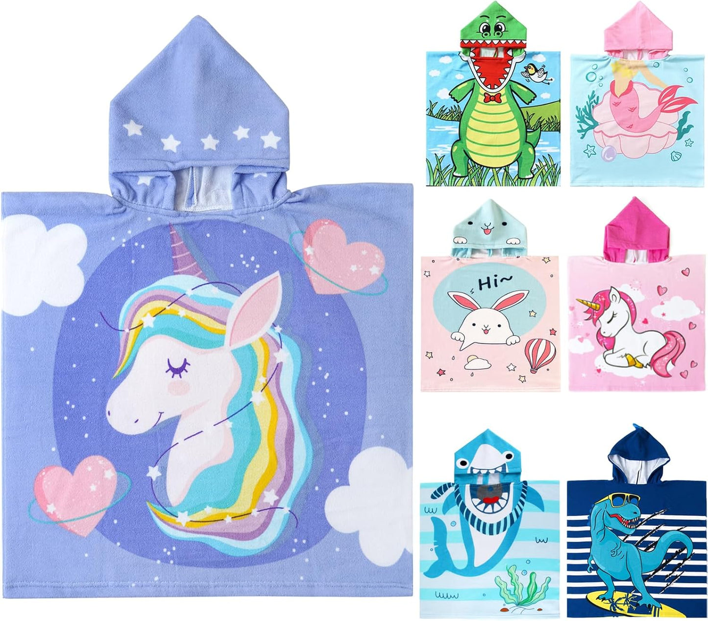 Dinosaur Bath Towel for Toddler Boys, Pool Hooded Towel for Kids, Hooded Bath Beach Towel Poncho for Bath/Pool/Beach Swim Cover