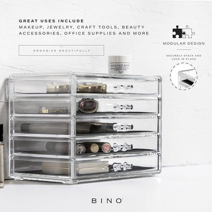 the MANHATTAN SERIES Acrylic Makeup Drawer Organizer- 5 Drawers | Clear Beauty Organizers and Storage| Cosmetic & Makeup Drawer| Home Organization| Jewelry & Vanity Accessories Drawers
