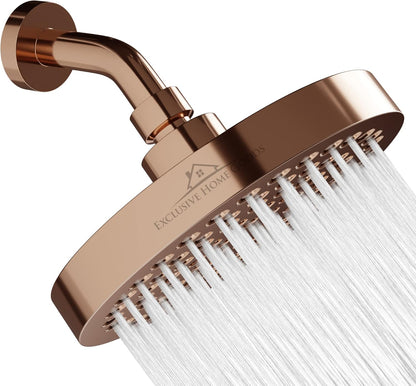 -Luxury Rainfall Shower Head - High-Pressure Showerhead Jets, Rain Shower Head Ant-Clog Silicone Nozzles (2.5 GPM, 6 Inch Diameter, Deluxe Chrome)