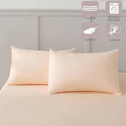 Bed Sheets Set 4 Piece Queen/Full Sheet Set Champagne Microfiber Fitted Sheet, Flat Sheet & 2 Pillowcases Bedding Set