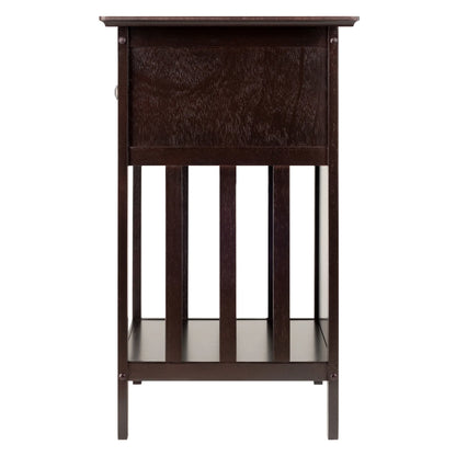 Marcel 1-Drawer Nightstand, Coffee Finish