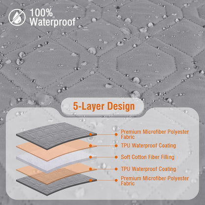 Sectional Couch Covers 100% Waterproof L Shaped Sofa Slipcover 3Pcs Reversible Chaise Lounge Cover for Sectional Sofa Furniture Protector Cover for Pets Cat Dog(X-Large, Light Gray)