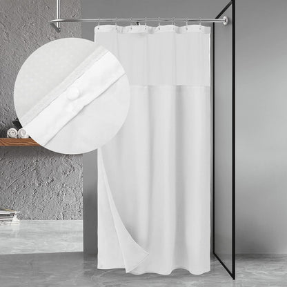 Waffle Weave Shower Curtain with Snap-In Fabric Liner & Hooks Set - Hotel Style, Waterproof & Washable, Heavyweight Fabric & Mesh Top Window - 71X72, Sage Green