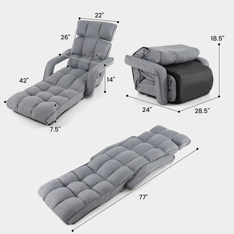 6-Position Adjustable Floor Chair with Adjustable Armrests and Footrest
