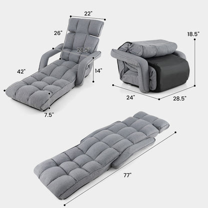 6-Position Adjustable Floor Chair with Adjustable Armrests and Footrest