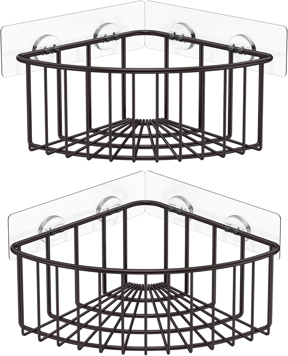 2-Pack Corner Shower Caddy, SUS304 Stainless Steel, Wall Mounted Bathroom Shelf with Adhesive, Storage Organizer for Toilet, Dorm and Kitchen (Silver)