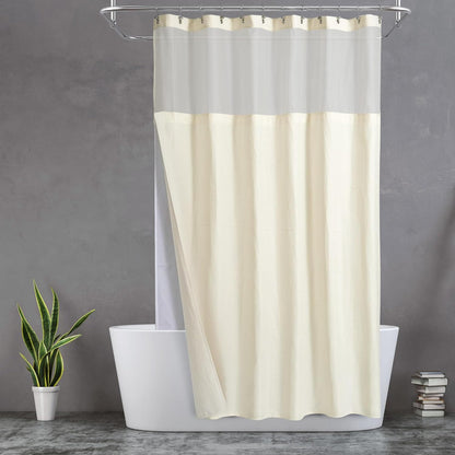Waffle Weave Shower Curtain with Snap-In Fabric Liner & Hooks Set - Hotel Style, Waterproof & Washable, Heavyweight Fabric & Mesh Top Window - 71X72, Sage Green
