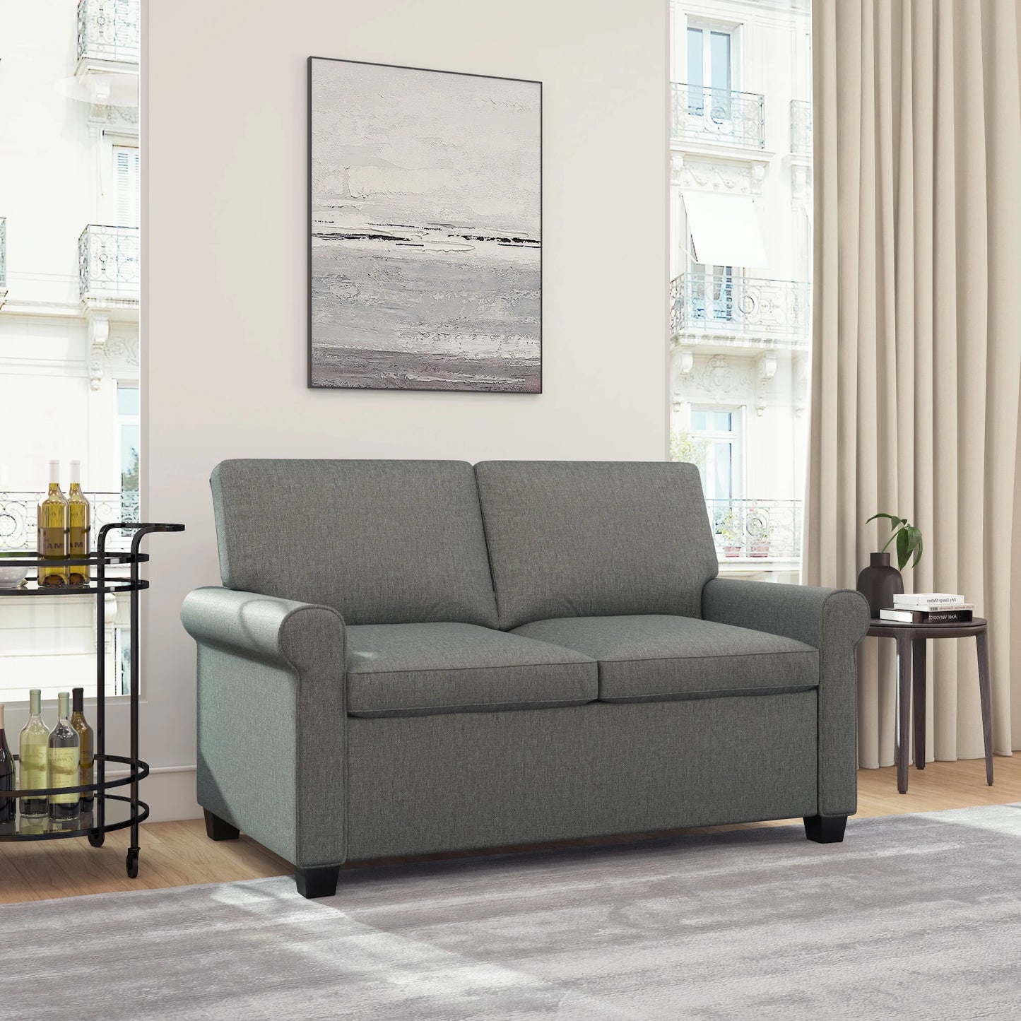 Tatum Twin Sleeper 56.25" Loveseat, Dark Gray