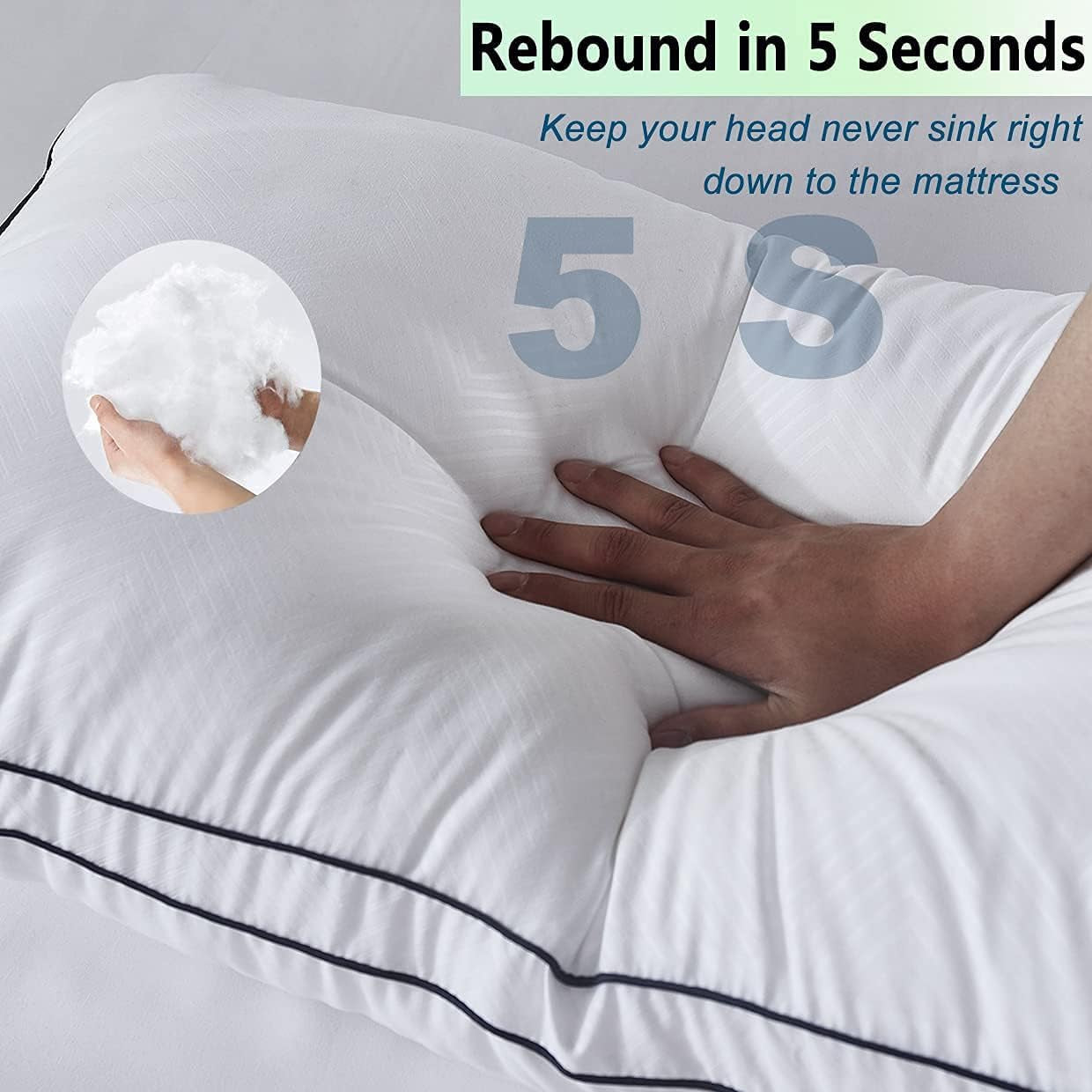 Bed Pillows for Sleeping, Luxury Plush Soft Pillow with Home and Hotel, Breathable Microfiber Cover Skin-Friendly Pillows for Side Back Sleepers (White, Queen (Pack of 4))