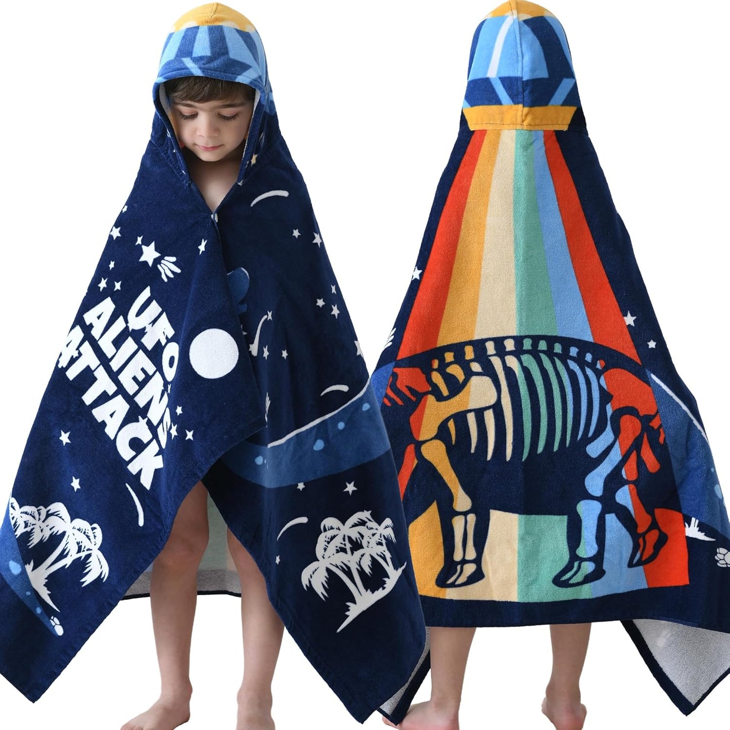Kids Hooded Beach Towel Age 3-8, 30''X50,Soft | Thick | Large | 100% Cotton,Absorbent Beach, Bath, Pool Towels Wrap for Girls, Sea Mermaid