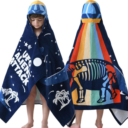 Kids Hooded Beach Towel Age 3-8, 30''X50,Soft | Thick | Large | 100% Cotton,Absorbent Beach, Bath, Pool Towels Wrap for Girls, Sea Mermaid