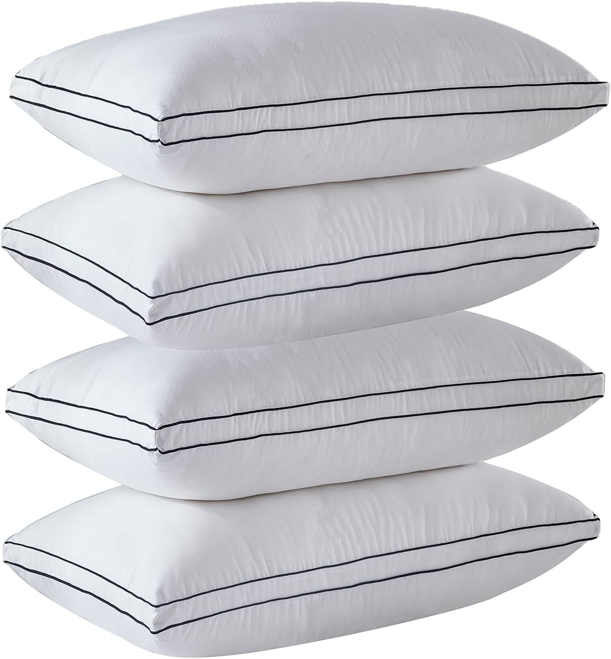 Bed Pillows for Sleeping, Luxury Plush Soft Pillow with Home and Hotel, Breathable Microfiber Cover Skin-Friendly Pillows for Side Back Sleepers (White, Queen (Pack of 4))
