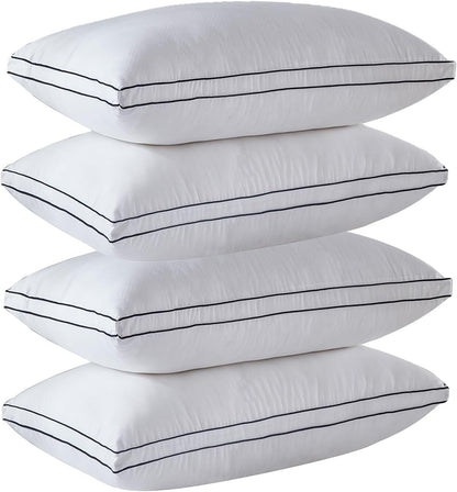 Bed Pillows for Sleeping, Luxury Plush Soft Pillow with Home and Hotel, Breathable Microfiber Cover Skin-Friendly Pillows for Side Back Sleepers (White, Queen (Pack of 4))