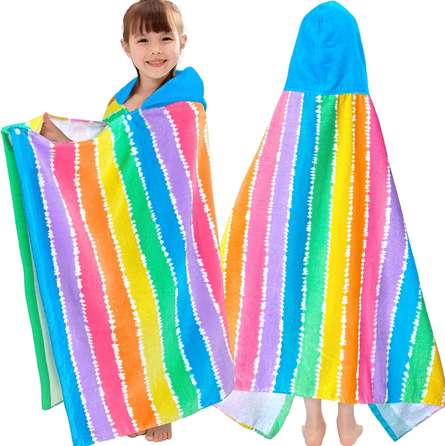 Kids Hooded Beach Towel Age 3-8, 30''X50,Soft | Thick | Large | 100% Cotton,Absorbent Beach, Bath, Pool Towels Wrap for Girls, Sea Mermaid