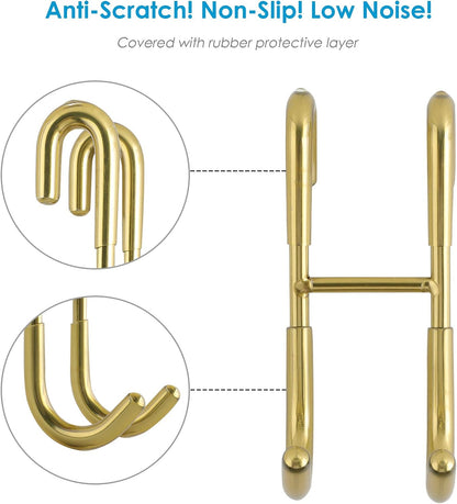 Shower Door Hooks (3-Pack), Towel Hooks for Bathroom Frameless Glass Door, Shower Squeegee Hooks, Gold