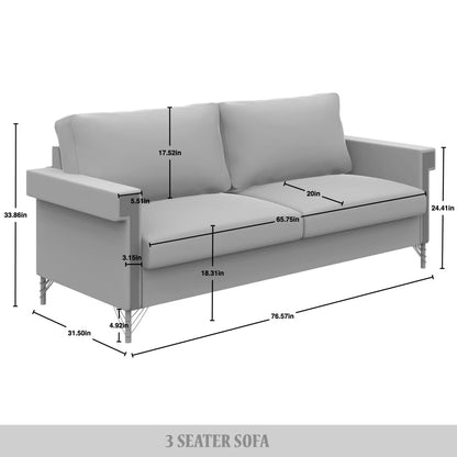 Comtemporary Glam Velvet Upholstered Sofa, Carribean Green