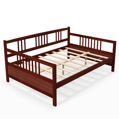 Wooden Full Size Daybed Frame with Guardrails