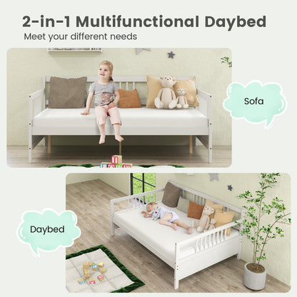 Wooden Full Size Daybed Frame with Guardrails