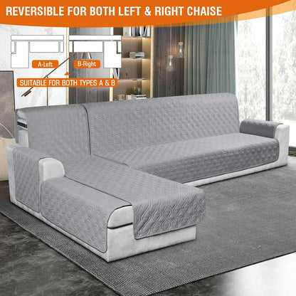 Sectional Couch Covers 100% Waterproof L Shaped Sofa Slipcover 3Pcs Reversible Chaise Lounge Cover for Sectional Sofa Furniture Protector Cover for Pets Cat Dog(X-Large, Light Gray)