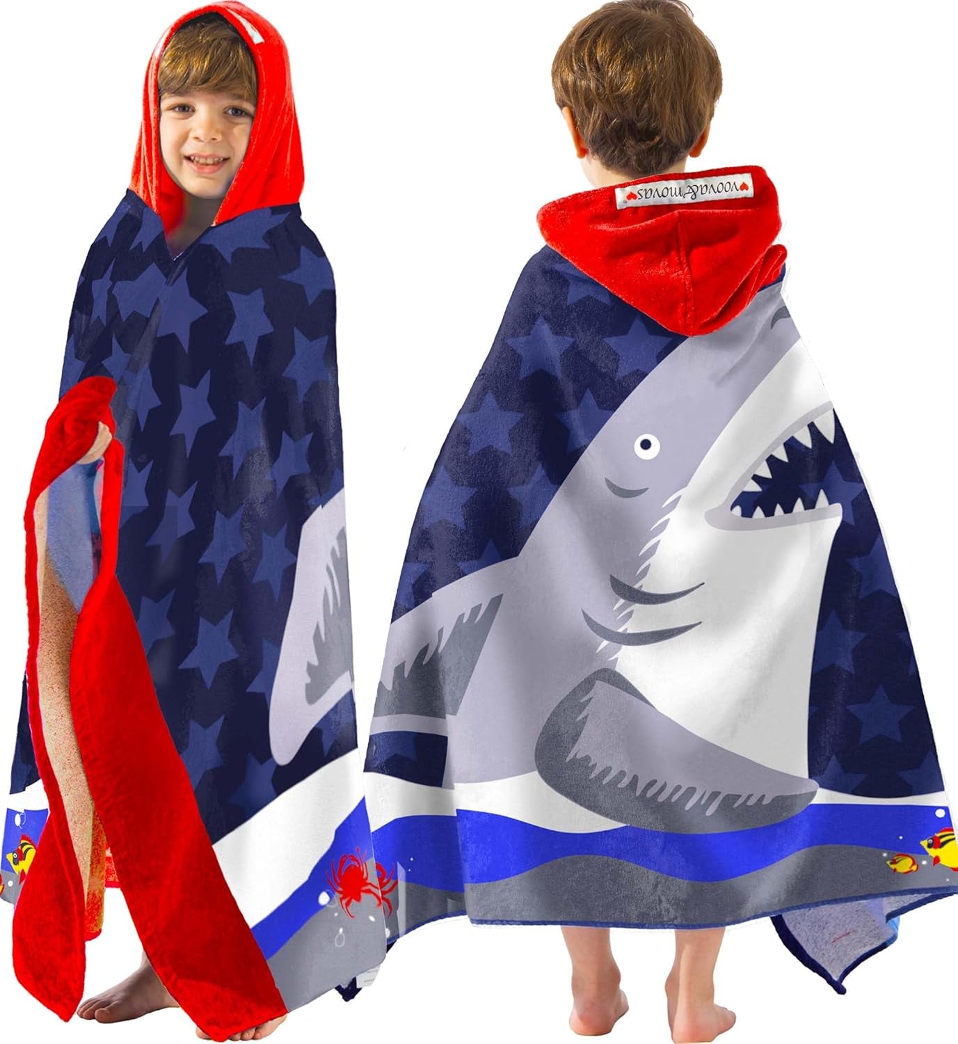 Kids Hooded Beach Towel Age 3-8, 30''X50,Soft | Thick | Large | 100% Cotton,Absorbent Beach, Bath, Pool Towels Wrap for Girls, Sea Mermaid
