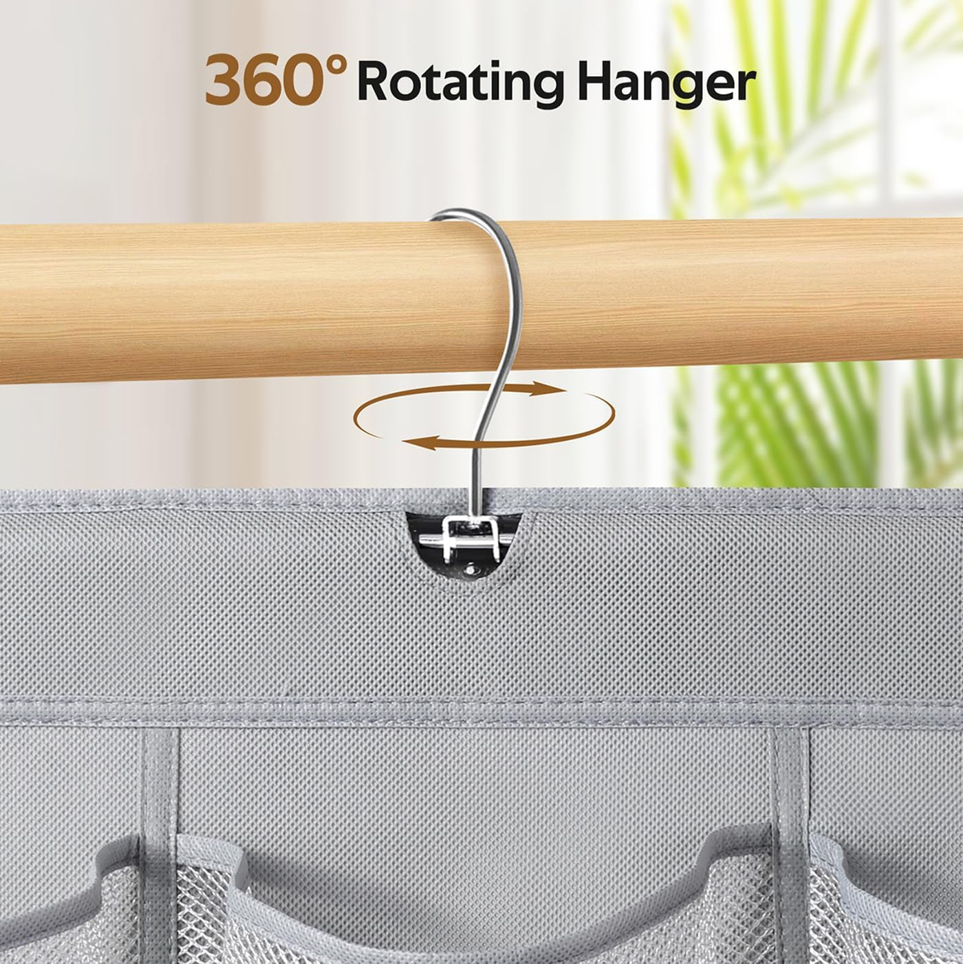 30 Large Pockets Dual Sided Hanging Shoe Organizer for Closet with Rotating Hanger Hanging Shoe Shelves, Grey