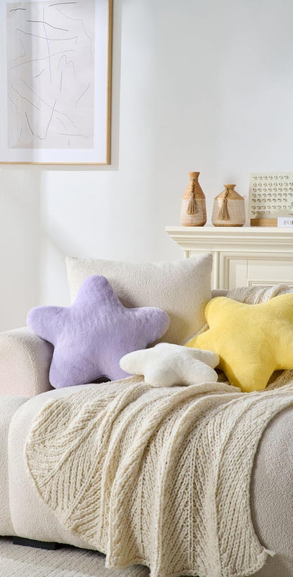 Set of 2 Throw Pillows Star Pillow Couch Pillows Decorative Pillows Bed Pillows Cute Pillows,White 15"