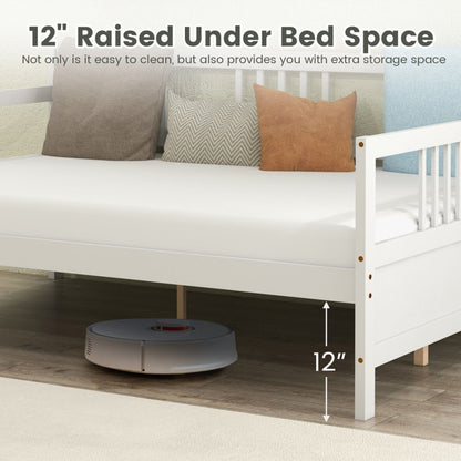 Wooden Full Size Daybed Frame with Guardrails