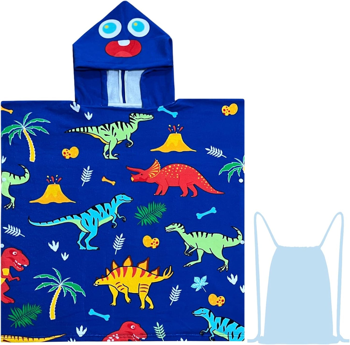Dinosaur Bath Towel for Toddler Boys, Pool Hooded Towel for Kids, Hooded Bath Beach Towel Poncho for Bath/Pool/Beach Swim Cover