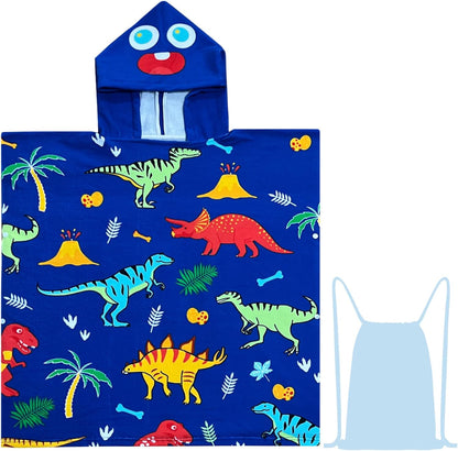 Dinosaur Bath Towel for Toddler Boys, Pool Hooded Towel for Kids, Hooded Bath Beach Towel Poncho for Bath/Pool/Beach Swim Cover