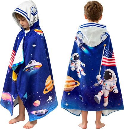Kids Hooded Beach Towel Age 3-8, 30''X50,Soft | Thick | Large | 100% Cotton,Absorbent Beach, Bath, Pool Towels Wrap for Girls, Sea Mermaid