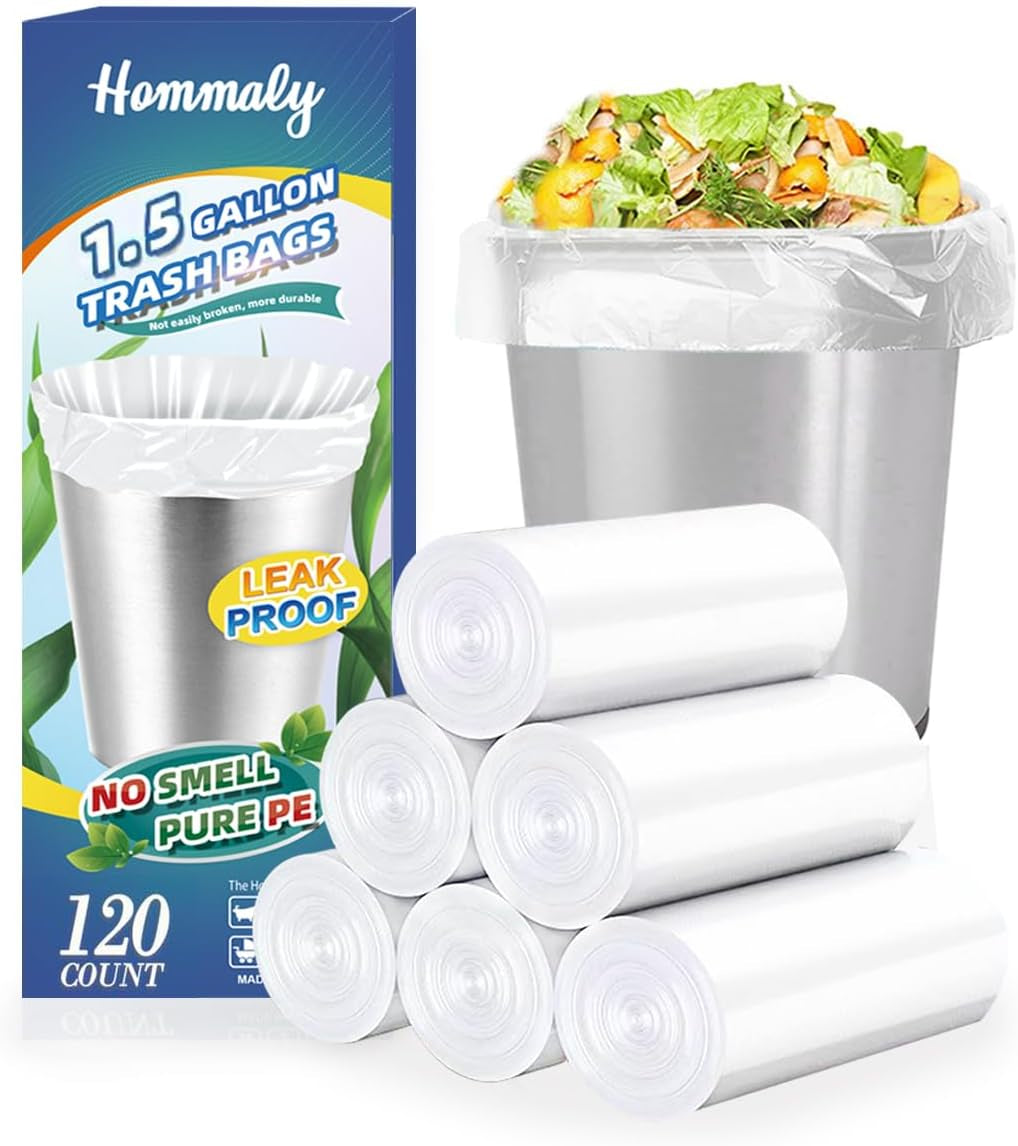 4 Gallon Small Garbage Bags 250 Counts,Trash Bag Bin Liners, 12-15 Liters Bin Bags Wastebasket Bags for Home Office Kitchen Trash Can,Bathroom,Bedroom 5 Color