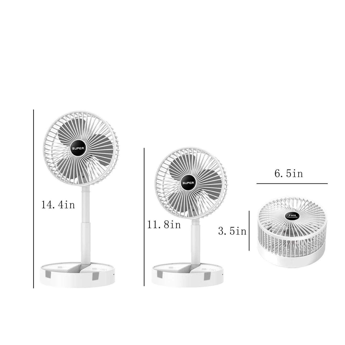 Vikakiooze Cooling Stretchable Fan, Fan Portable, 3 Speeds Desktop Table Fan, Plug in Power Fan, Rotation Strong Wind, Quiet Personal Small Fan for Home Desktop Office, White