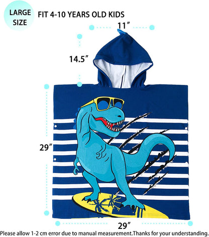 Dinosaur Bath Towel for Toddler Boys, Pool Hooded Towel for Kids, Hooded Bath Beach Towel Poncho for Bath/Pool/Beach Swim Cover