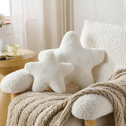 Set of 2 Throw Pillows Star Pillow Couch Pillows Decorative Pillows Bed Pillows Cute Pillows,White 15"