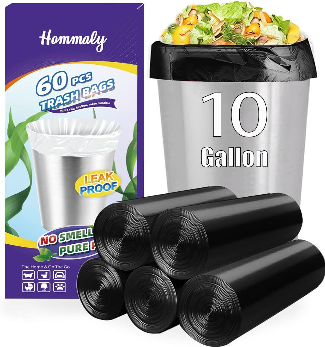 4 Gallon Small Garbage Bags 250 Counts,Trash Bag Bin Liners, 12-15 Liters Bin Bags Wastebasket Bags for Home Office Kitchen Trash Can,Bathroom,Bedroom 5 Color