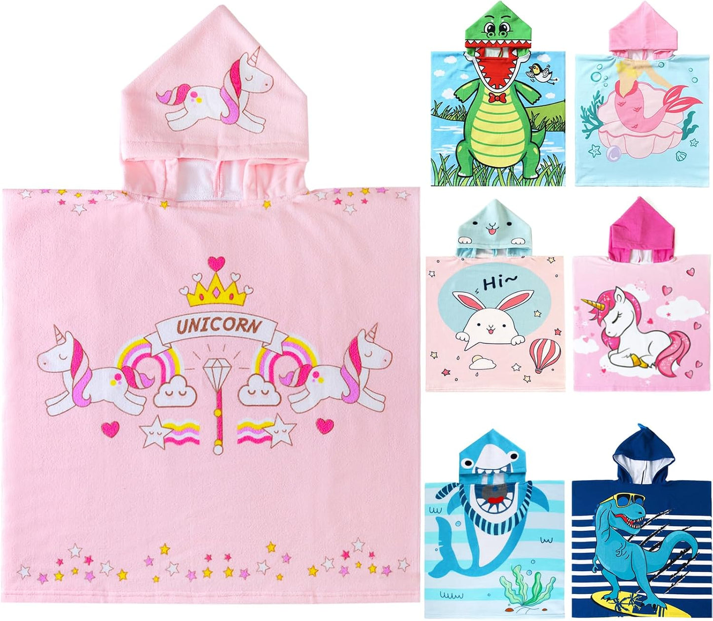 Dinosaur Bath Towel for Toddler Boys, Pool Hooded Towel for Kids, Hooded Bath Beach Towel Poncho for Bath/Pool/Beach Swim Cover