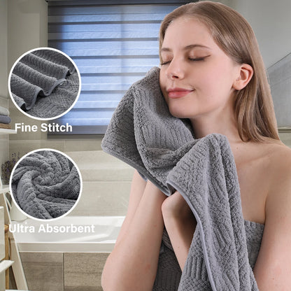 4 Piece Microfiber Bath Towel Set,700Gsm Family-Sized Towel Set ,Quick Dry & Less Lint,Highly Absorbent,Ultra Soft Shower Towel for Bathroom Hotel-Dark Gray