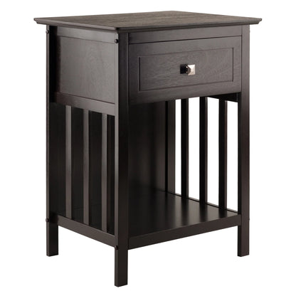 Marcel 1-Drawer Nightstand, Coffee Finish
