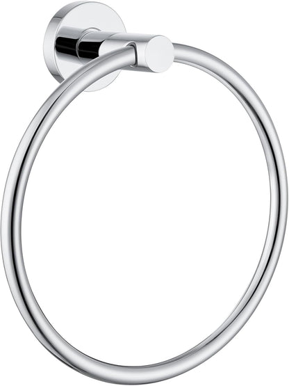 Matte Black Towel Ring Wall Mounted, Hand Towel Holder for Bathroom, Solid Stainless Steel round Wall Hanger