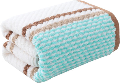 Hand Towels Set of 2 Striped Pattern 100% Cotton Soft Absorbent Decorative Towel for Bathroom (Green)