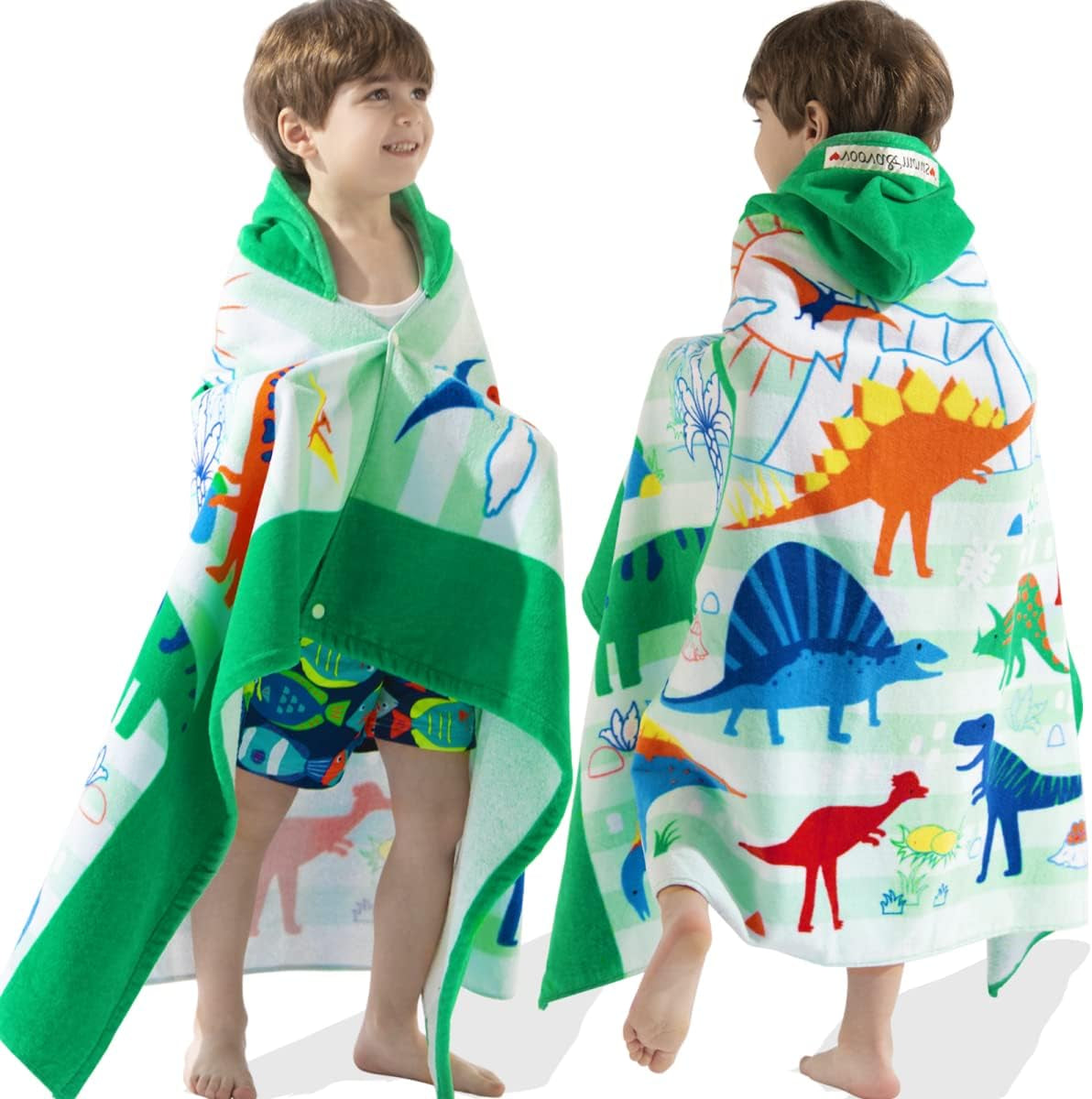 Kids Hooded Beach Towel Age 3-8, 30''X50,Soft | Thick | Large | 100% Cotton,Absorbent Beach, Bath, Pool Towels Wrap for Girls, Sea Mermaid