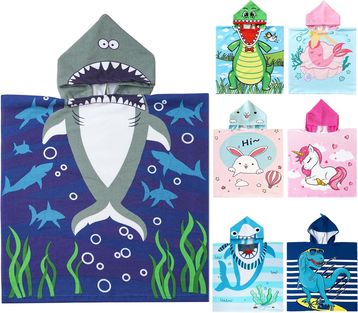 Dinosaur Bath Towel for Toddler Boys, Pool Hooded Towel for Kids, Hooded Bath Beach Towel Poncho for Bath/Pool/Beach Swim Cover