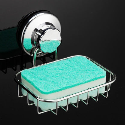 Suction Cup Soap Holder, Soap Dish Saver Tray Bar Soap Sponge Holder for Shower Wall, Bathroom, Tub and Kitchen Sink Stainless Steel